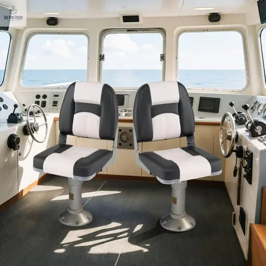 2 - Pack Boat Seats with Thick Sponge Padding and Fixing Bolts - Gray - Cool Brand Designs