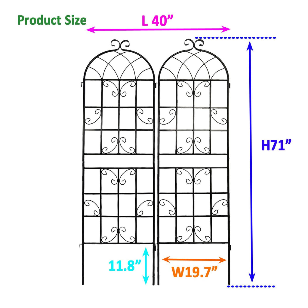 2 Pack Metal Garden Trellis 71" x 19.7" Rustproof Trellis for Climbing Plants Outdoor Flower Support - Cool Brand Designs