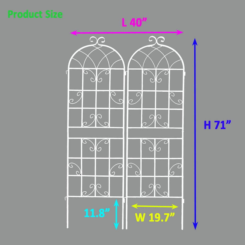 2 Pack Metal Garden Trellis 71" x 19.7" Rustproof Trellis for Climbing Plants Outdoor Flower Support - Cool Brand Designs