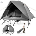 2 - Person Camping Cot Tent Foldable Off - Ground Camping Combo for Adults - Grey - Color: Gray - Cool Brand Designs