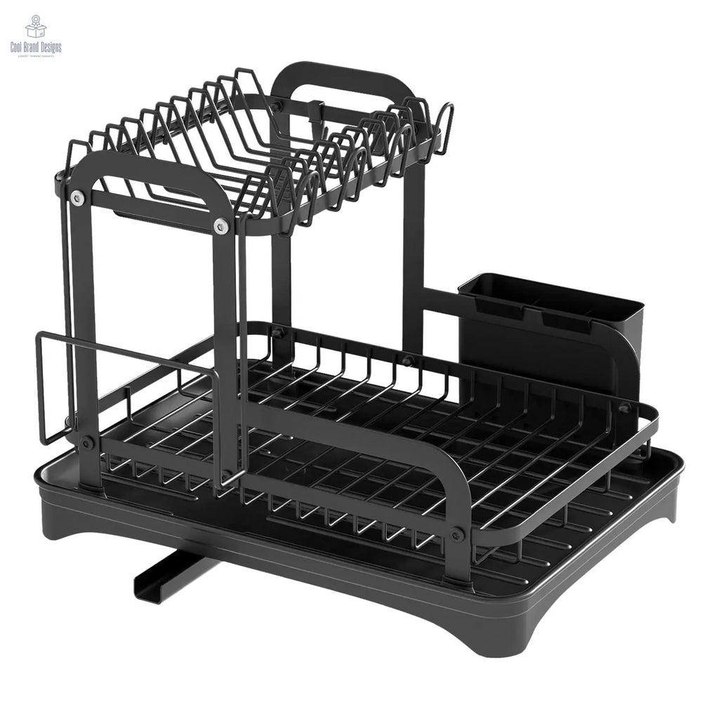 2-Tier Dish Drying Rack for Kitchen Counter Space Saving Rustproof Dish Rack with Drainboard Detachable Kitchen Drainer Organizer Set - Cool Brand Designs