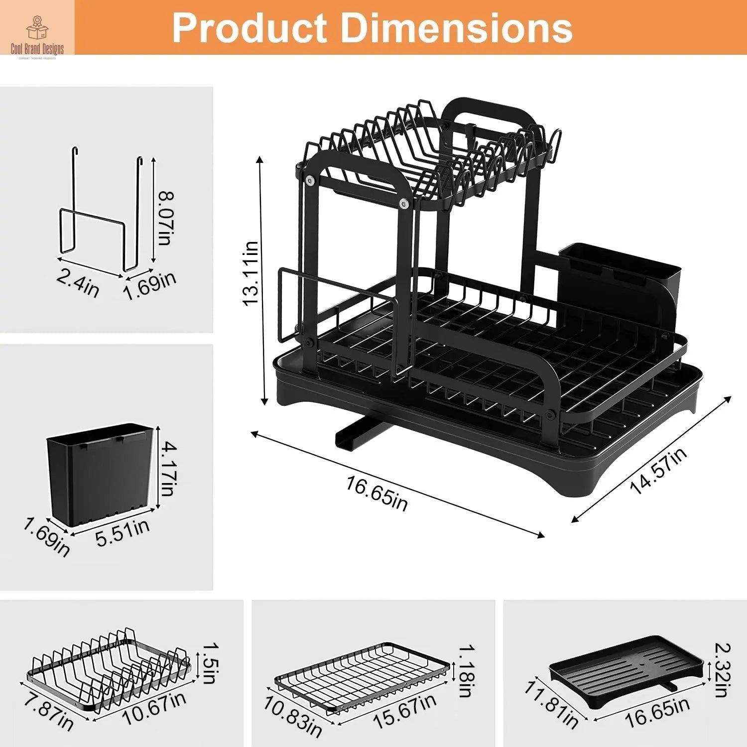 2-Tier Dish Drying Rack for Kitchen Counter Space Saving Rustproof Dish Rack with Drainboard Detachable Kitchen Drainer Organizer Set - Cool Brand Designs