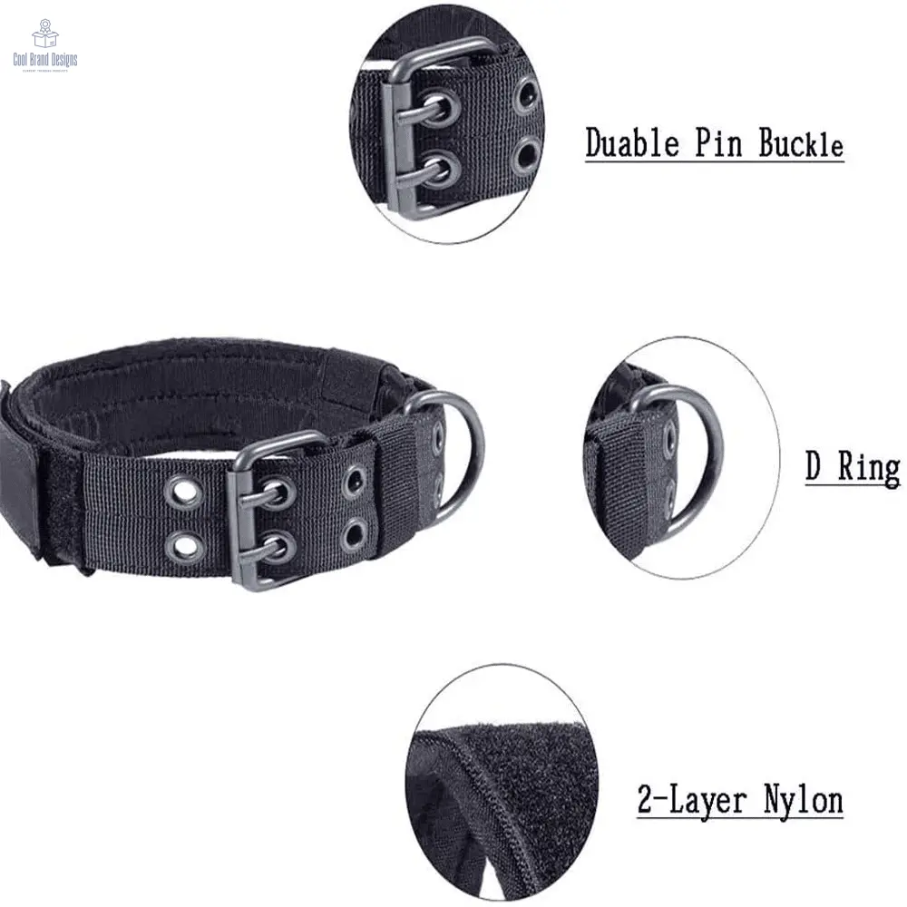 2" Wide Tactical Heavy Duty Nylon Large Dog Collar K9 Military With Metal Buckle - Cool Brand Designs