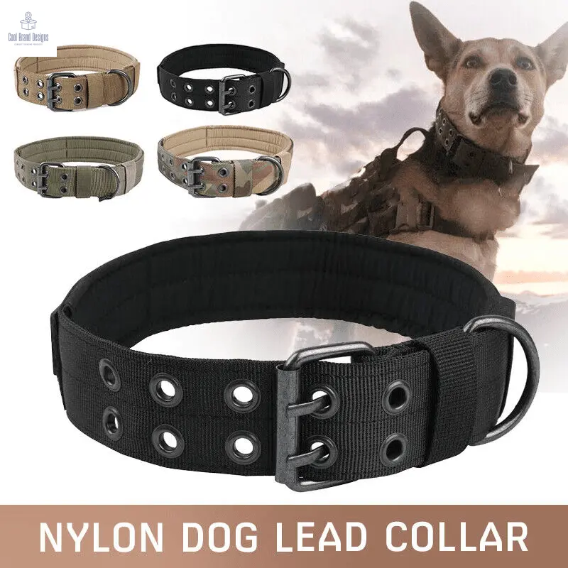 2" Wide Tactical Heavy Duty Nylon Large Dog Collar K9 Military With Metal Buckle - Cool Brand Designs