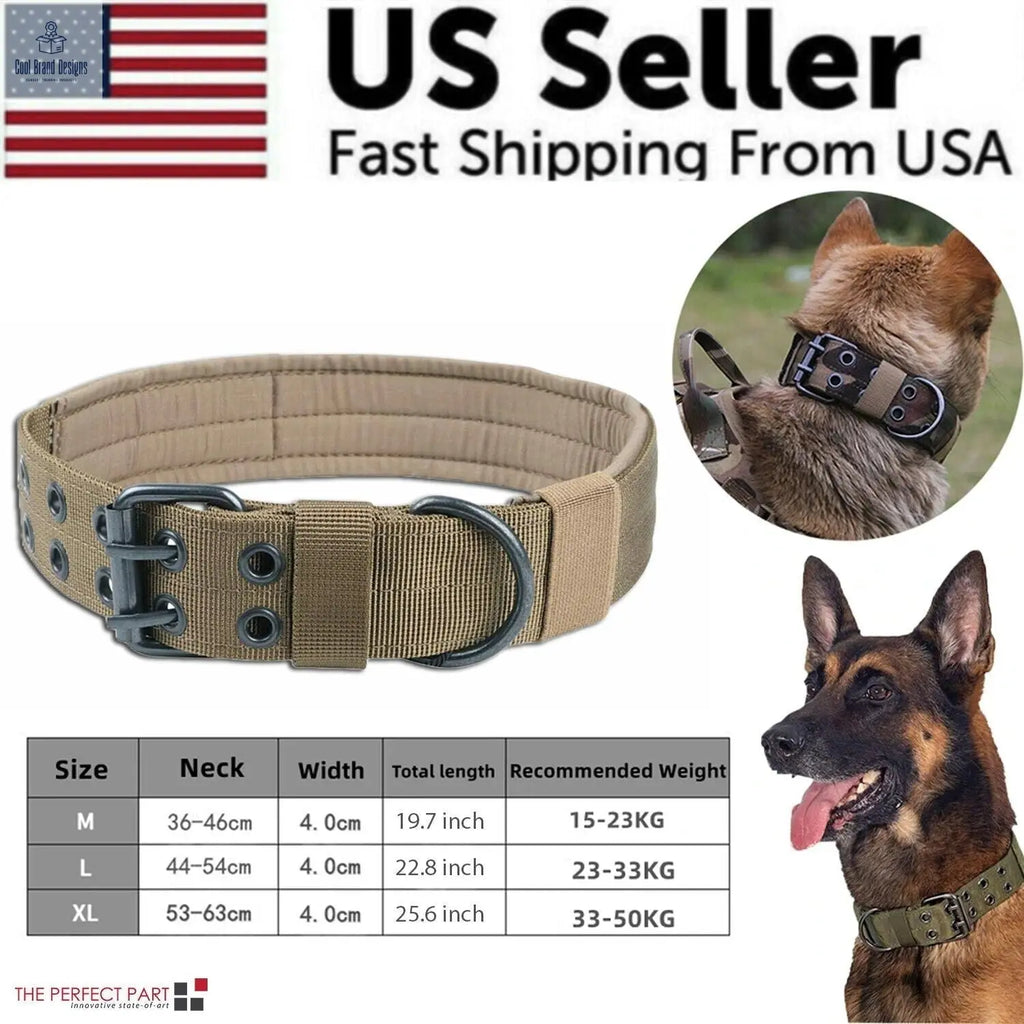 2" Wide Tactical Heavy Duty Nylon Large Dog Collar K9 Military With Metal Buckle - Cool Brand Designs