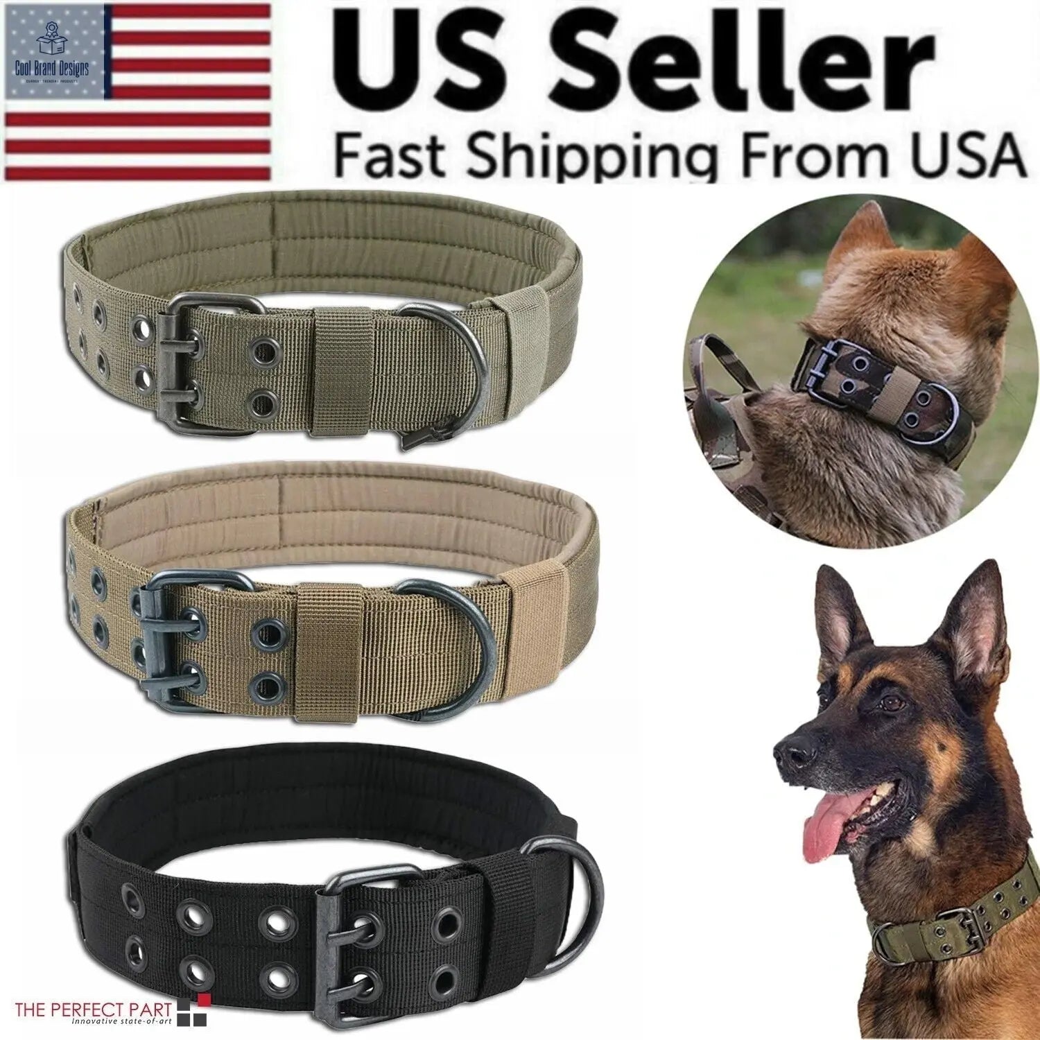 2" Wide Tactical Heavy Duty Nylon Large Dog Collar K9 Military With Metal Buckle - Cool Brand Designs