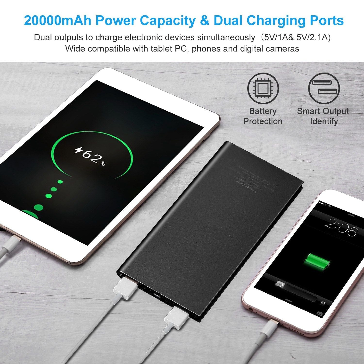 20000mAh Power Bank Ultra-thin External Battery Pack Phone Charger - Cool Brand Designs