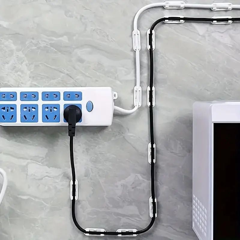 20pcs Clear Cable Management Clips -Adhesive Cable Organizers for TV, PC, Ethernet, Under Desk & Wall - Home & Office Organization - Cool Brand Designs