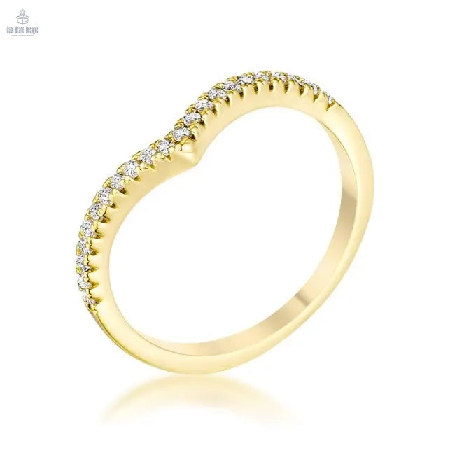 .22Ct Goldtone Chevron Ring with CZ - Cool Brand Designs