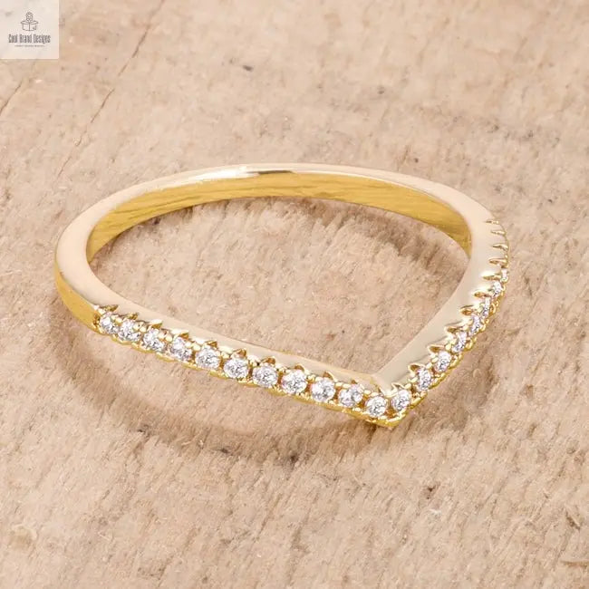 .22Ct Goldtone Chevron Ring with CZ - Cool Brand Designs