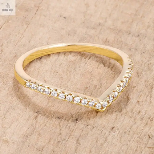 .22Ct Goldtone Chevron Ring with CZ - Cool Brand Designs
