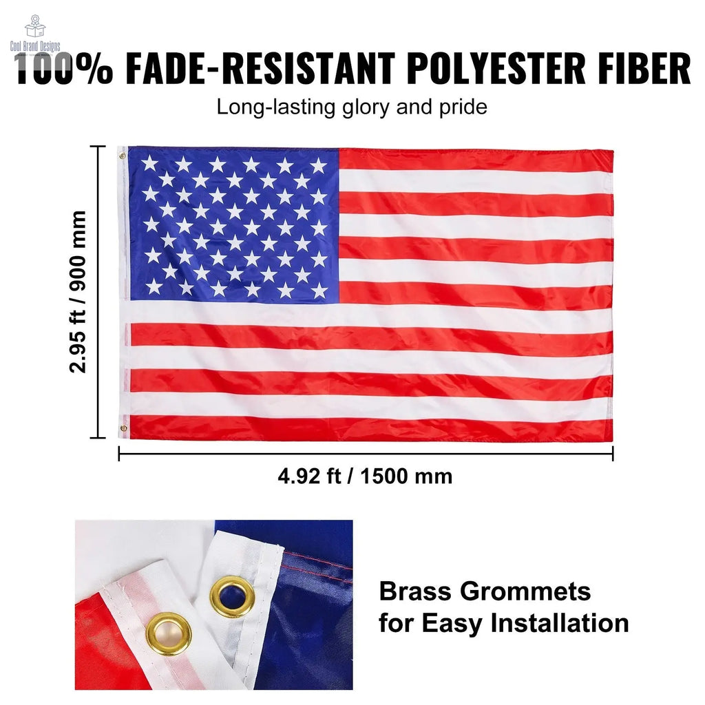 25FT Telescoping Flag pole Kit, Heavy Duty Aluminum Alloy in Ground Flag Poles for Outside, 3 Display Modes Flagpole with 3x5 American Flag, Professional Accessories, Black - Cool Brand Designs