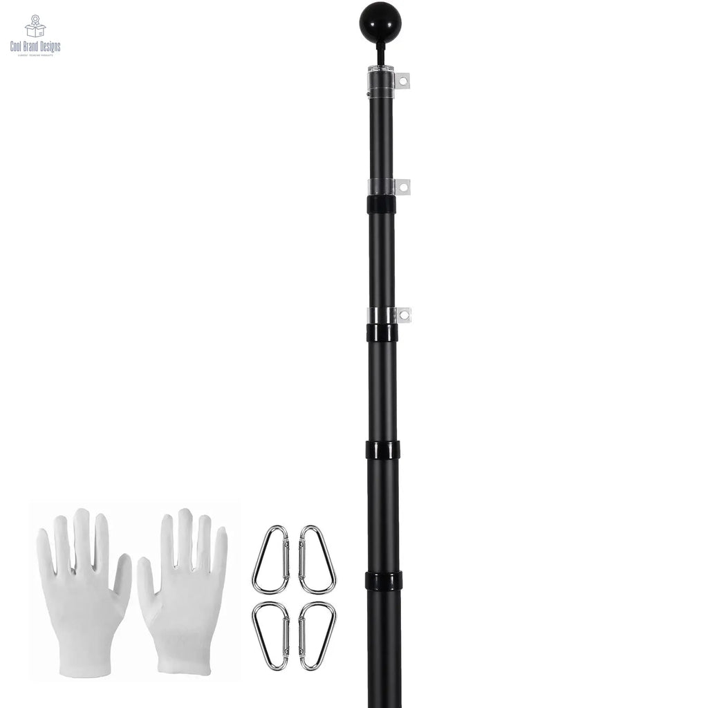 25FT Telescoping Flag pole Kit, Heavy Duty Aluminum Alloy in Ground Flag Poles for Outside, 3 Display Modes Flagpole with 3x5 American Flag, Professional Accessories, Black - Cool Brand Designs