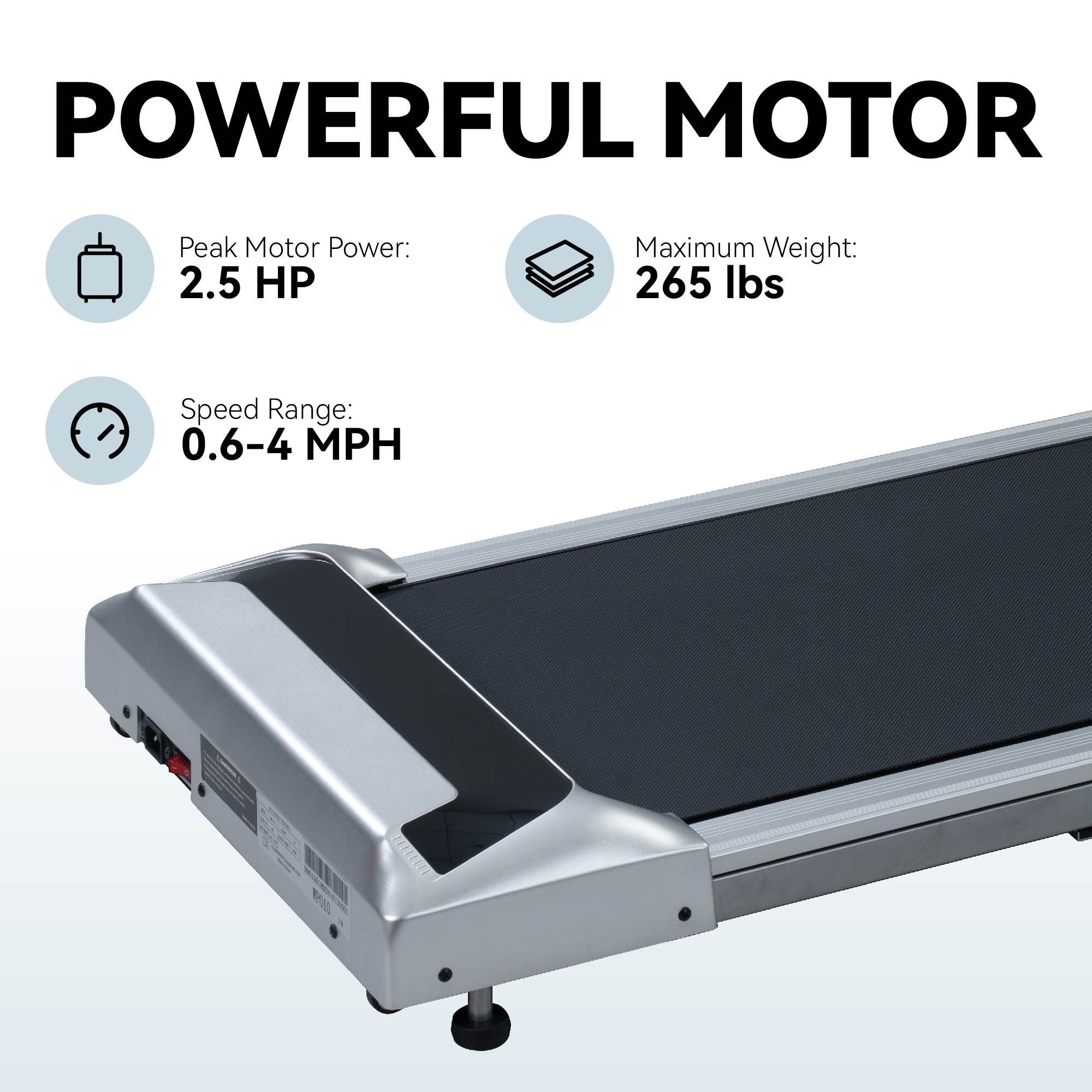2.5HP Under Desk Treadmill, Portable Walking Pad for Home & Office, Compact Running & Walking Machine with Remote Control, LED Display, Silver - Cool Brand Designs