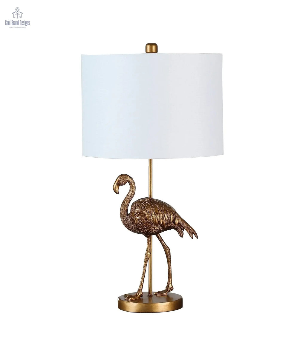 26" Antiqued Gold Resin Flamingo Table Lamp - Cool Brand Designs