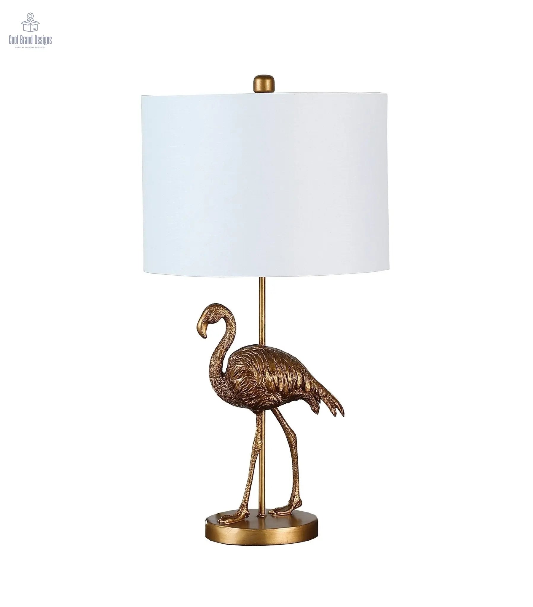 26" Antiqued Gold Resin Flamingo Table Lamp - Cool Brand Designs