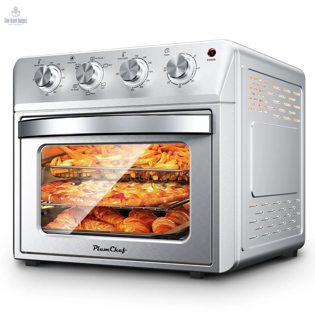 27.5QT 6-in-1 Air Fryer Toaster Oven Dropdown-Door 6-Slice Countertop Convection Oven for Air Frying, Baking, Roasting, Broiling & Grilling, 1600W, Sliver - Cool Brand Designs