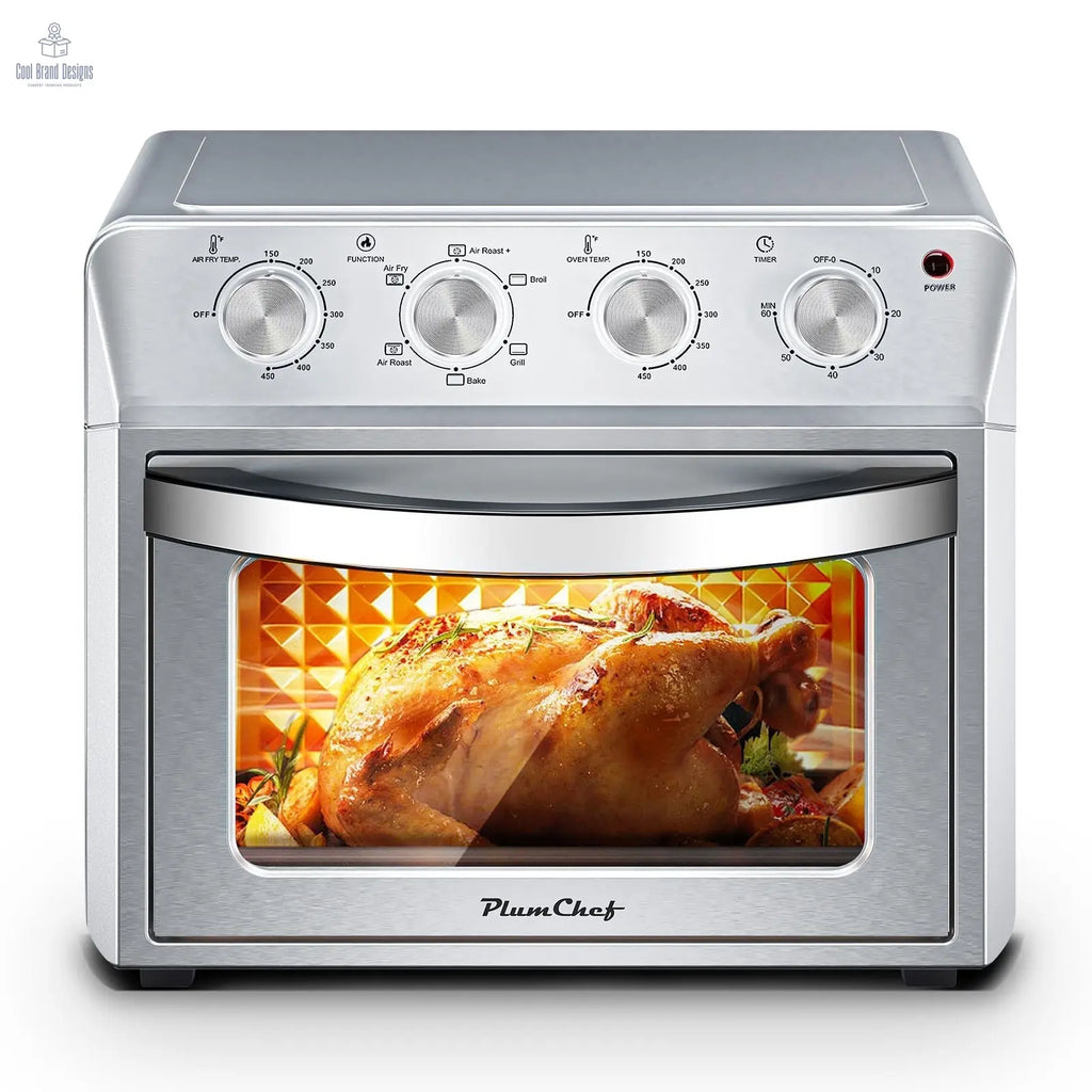 27.5QT 6-in-1 Air Fryer Toaster Oven Dropdown-Door 6-Slice Countertop Convection Oven for Air Frying, Baking, Roasting, Broiling & Grilling, 1600W, Sliver - Cool Brand Designs