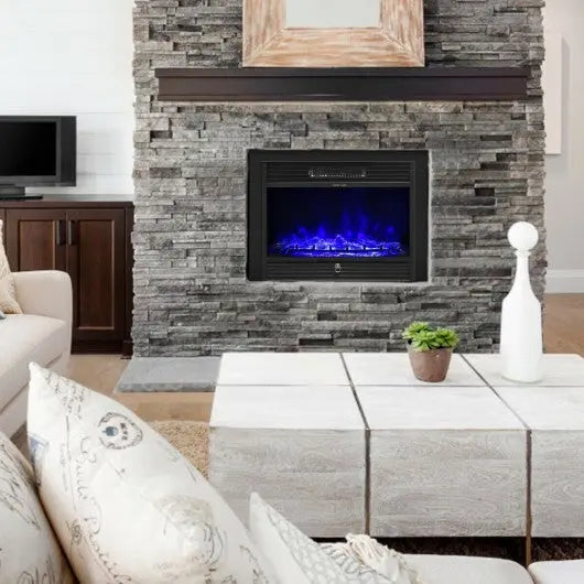 28.5 Inch Electric Fireplace Recessed with 3 Flame Colors - Color: Black - Size: 28.5 inches Cool Brand Designs