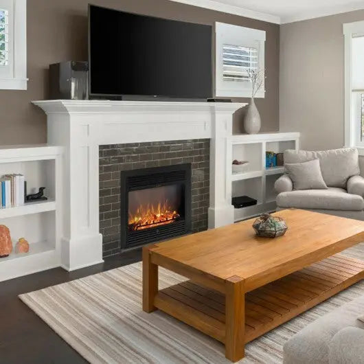 28.5 Inch Electric Fireplace Recessed with 3 Flame Colors - Color: Black - Size: 28.5 inches Cool Brand Designs