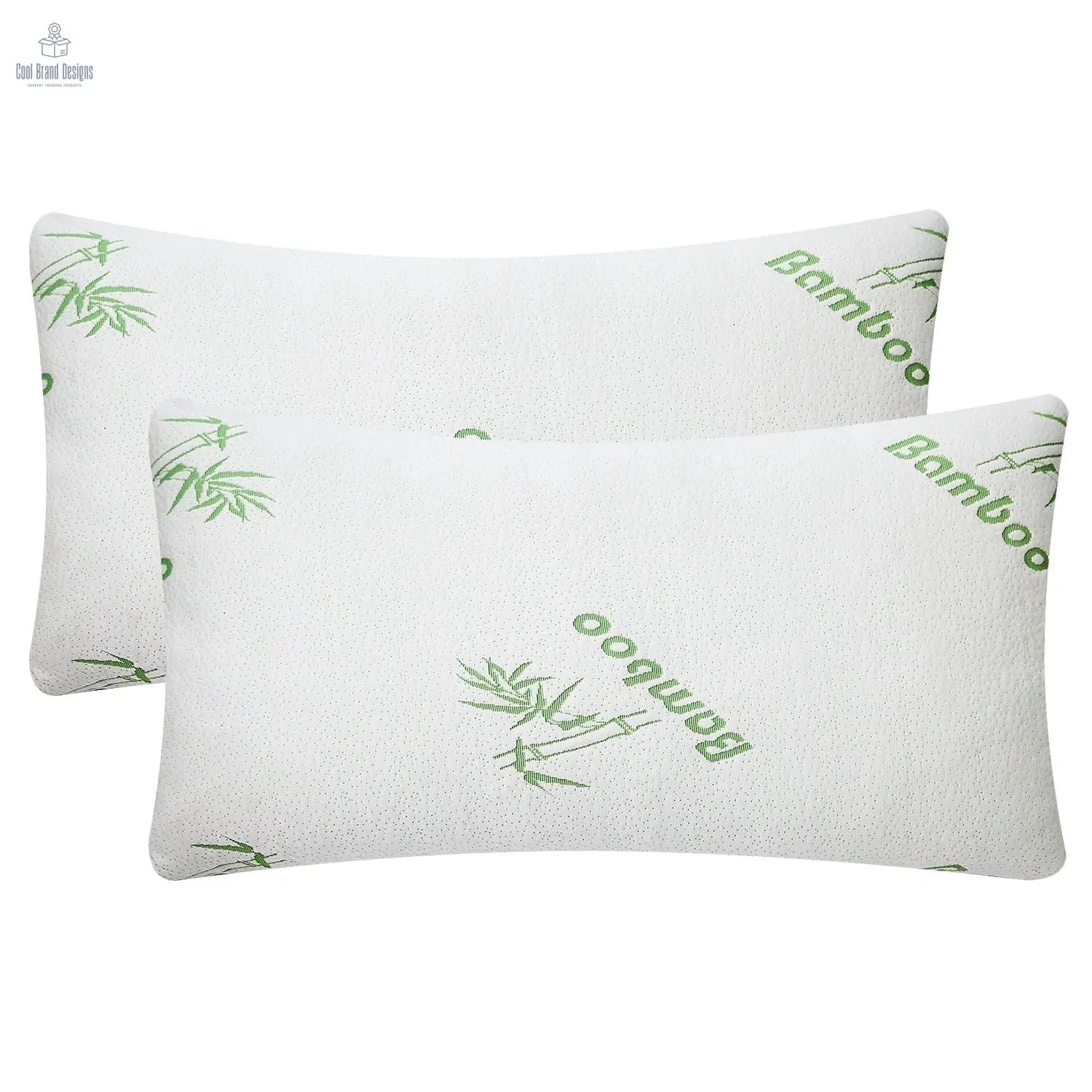 2Pcs Bamboo Memory Foam Pillow Hypoallergenic Bed Pillow For Head Neck Rest Sleeping Shredded Pillow Washable Cover Queen Size Pillow - Cool Brand Designs