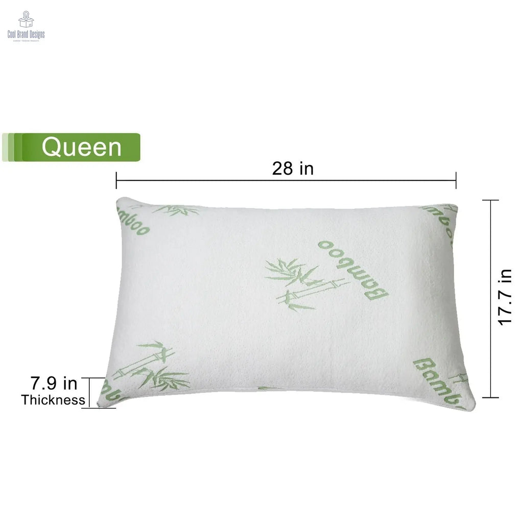 2Pcs Bamboo Memory Foam Pillow Hypoallergenic Bed Pillow For Head Neck Rest Sleeping Shredded Pillow Washable Cover Queen Size Pillow - Cool Brand Designs
