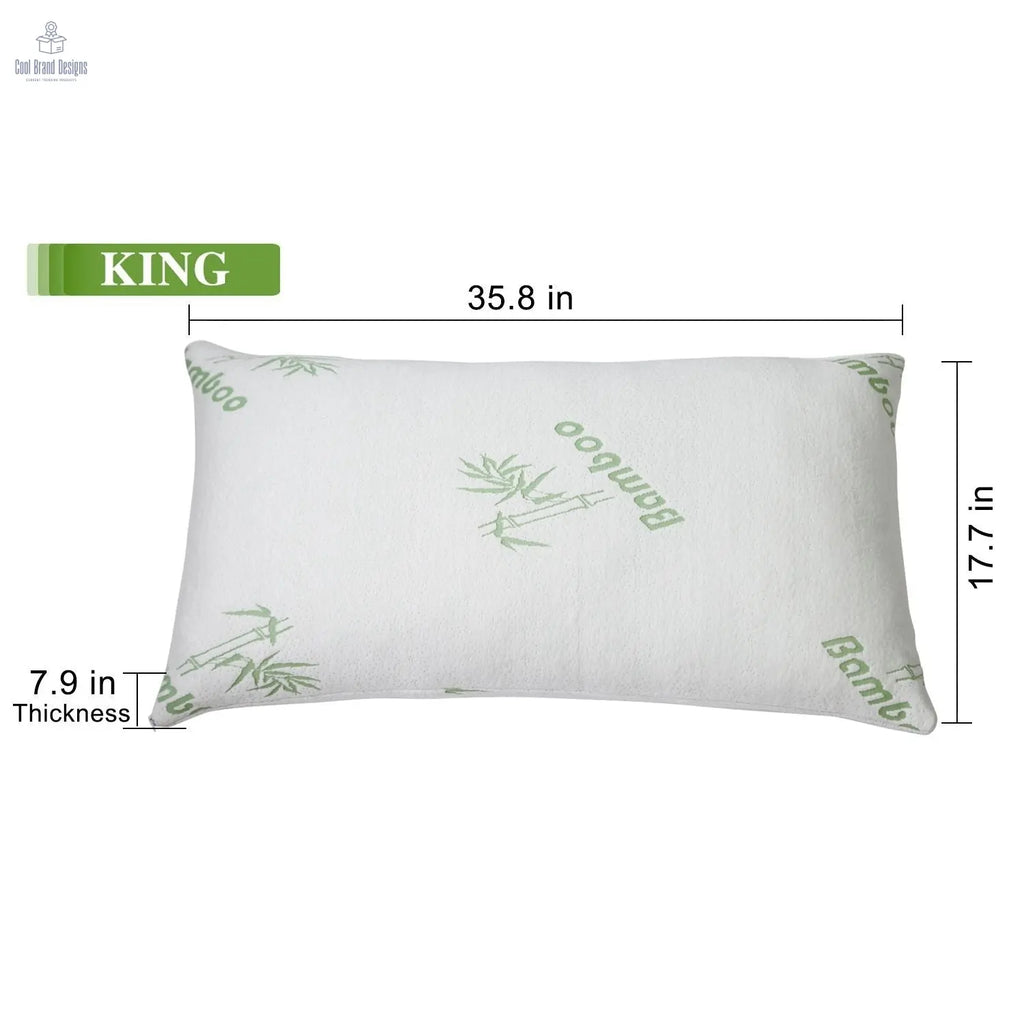 2Pcs Bamboo Memory Foam Pillow Hypoallergenic Bed Pillow For Head Neck Rest Sleeping Shredded Pillow Washable Cover Queen Size Pillow - Cool Brand Designs