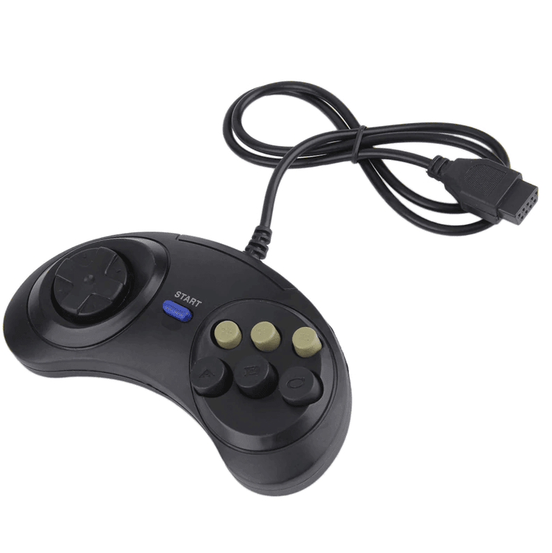 2X 6 Button Game Pad Controller For SEGA Genesis Black Old School Classic New - Cool Brand Designs