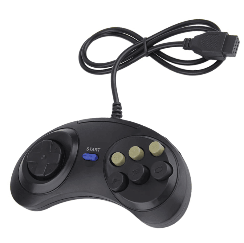 2X 6 Button Game Pad Controller For SEGA Genesis Black Old School Classic New - Cool Brand Designs