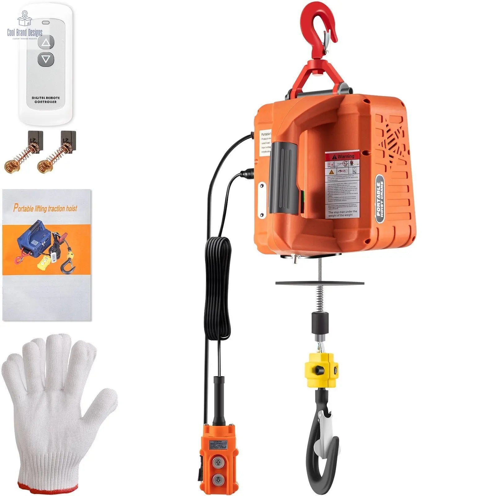 3-in-1 Electric Hoist Winch, 1100lbs Portable Electric Winch, 110V Power Winch Crane, 25ft Lifting Height, with Wire, Wireless, Manual Remote Control, Overload Protection for Lifting Towing VEVOR