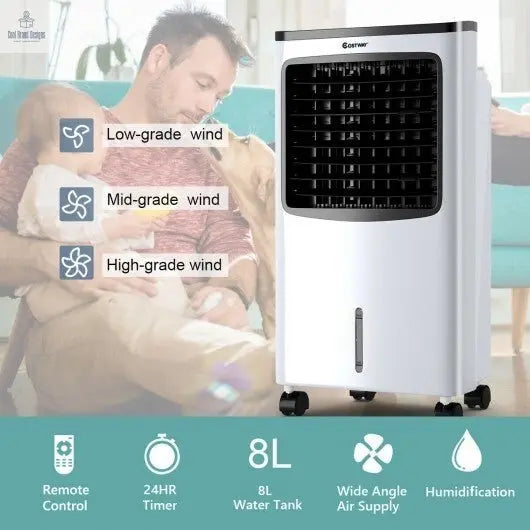 3 - in - 1 Portable Evaporative Air Conditioner Cooler with Remote Control - Cool Brand Designs