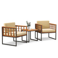 3 Pieces Patio Chair Set Acacia Wood Outdoor Sofa Set with Soft Cushions - Cool Brand Designs