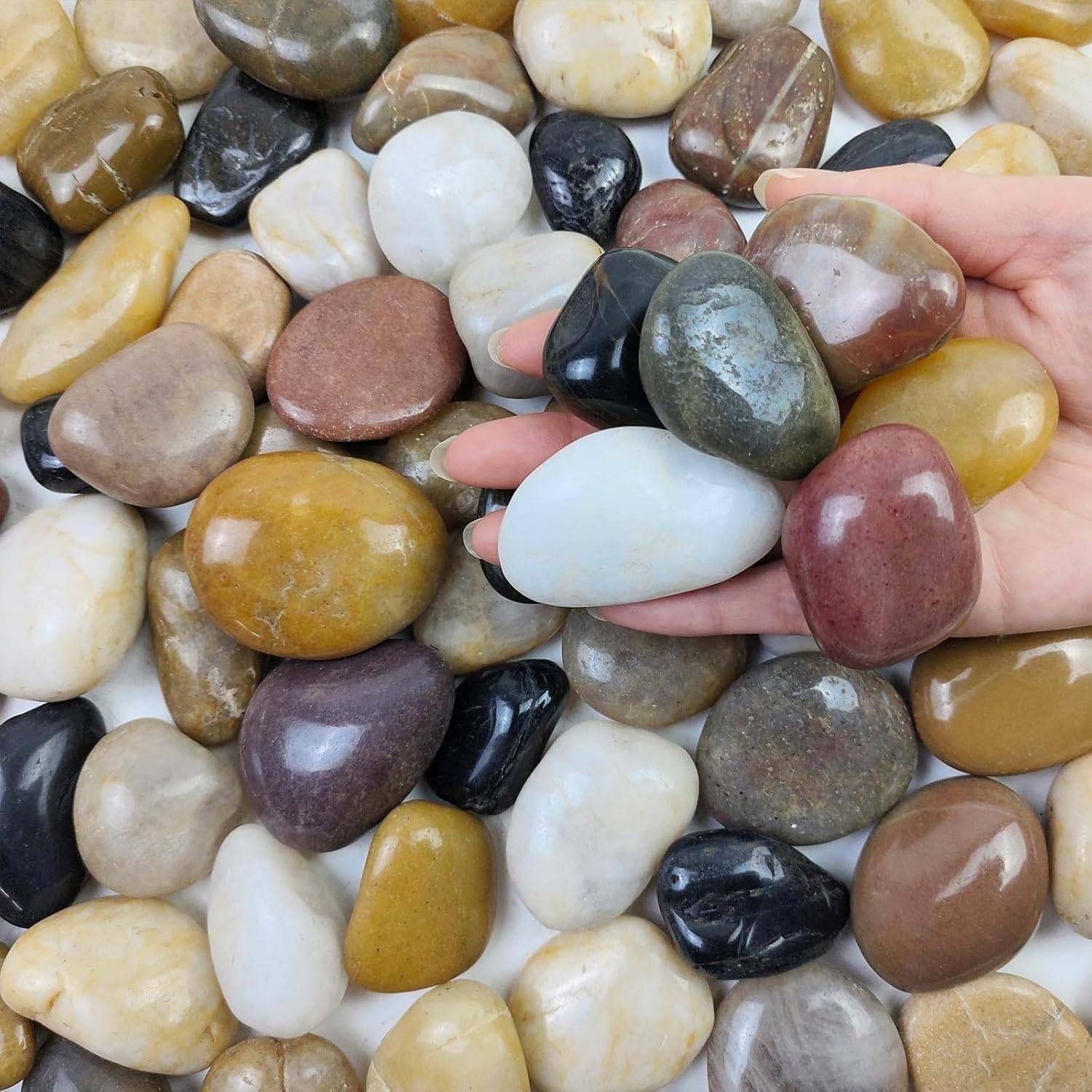 38lbs Decorative Garden Stone Outdoor Landscaping, Walkways, Yard, 1-3 inch Large Polished River Rocks for Plants Pots, Vases, Crafts - Cool Brand Designs
