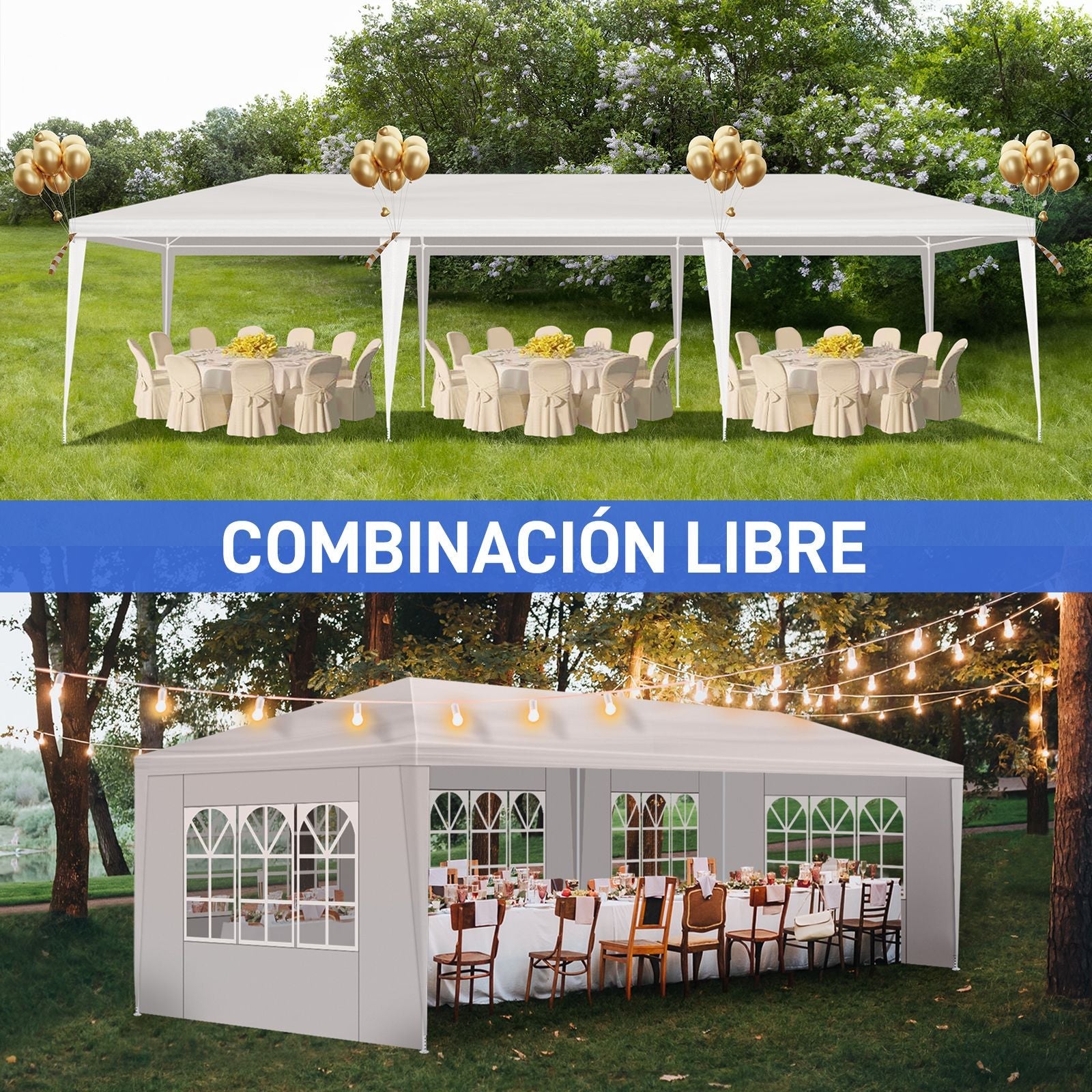 3*9m 5-Sided Iron PE Cloth Spiral Pipe Pergola - Cool Brand Designs