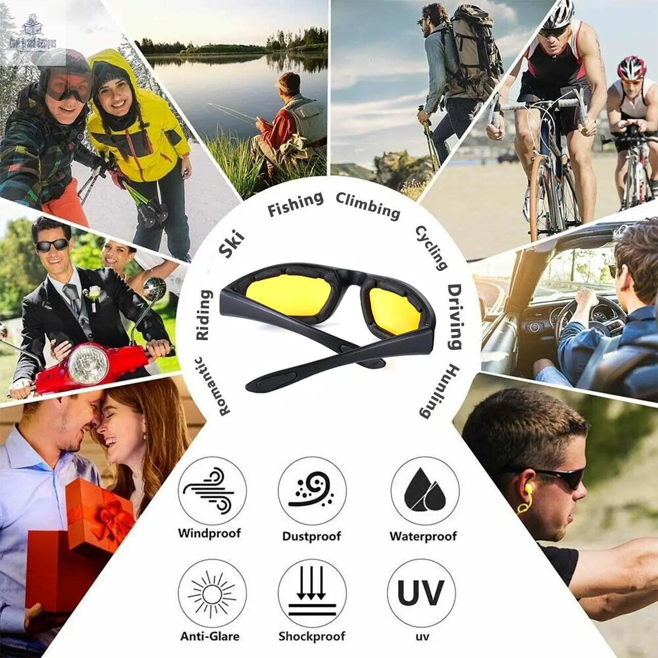 3Pair Motorcycle Riding Glasses Wind Resistant Bike Goggles UV Protection Resistant Padded Comfortable Outdoor Sport Goggles - Cool Brand Designs