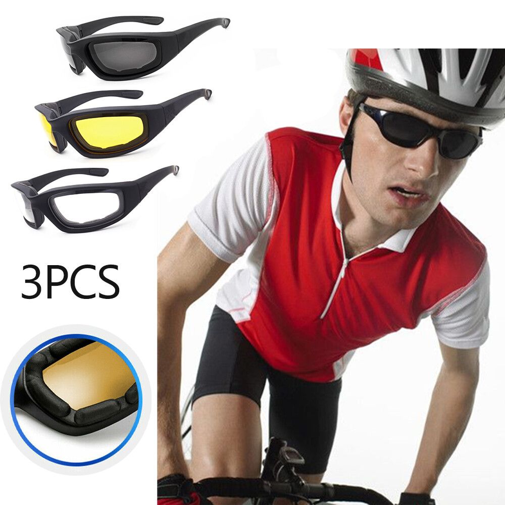 3Pair Motorcycle Riding Glasses Wind Resistant Bike Goggles UV Protection Resistant Padded Comfortable Outdoor Sport Goggles - Cool Brand Designs