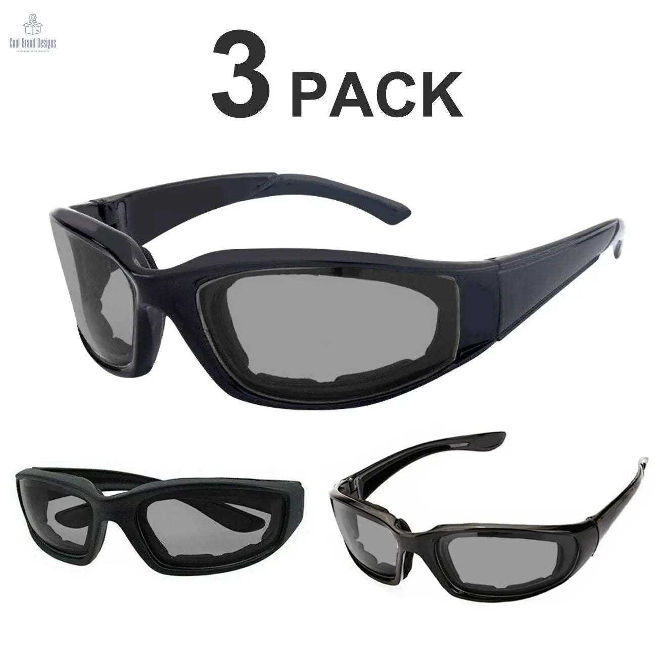 3Pair Motorcycle Riding Glasses Wind Resistant Bike Goggles UV Protection Resistant Padded Comfortable Outdoor Sport Goggles - Cool Brand Designs