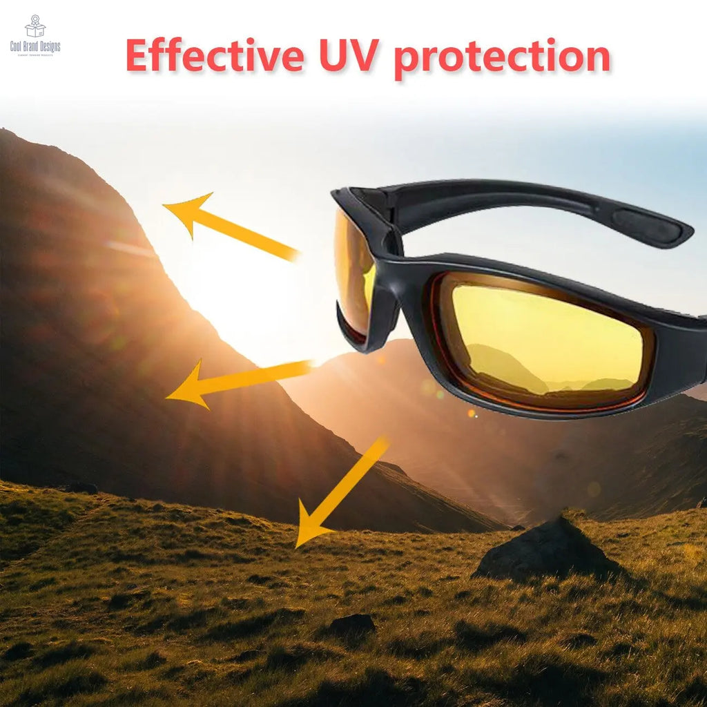3Pair Motorcycle Riding Glasses Wind Resistant Bike Goggles UV Protection Resistant Padded Comfortable Outdoor Sport Goggles - Cool Brand Designs