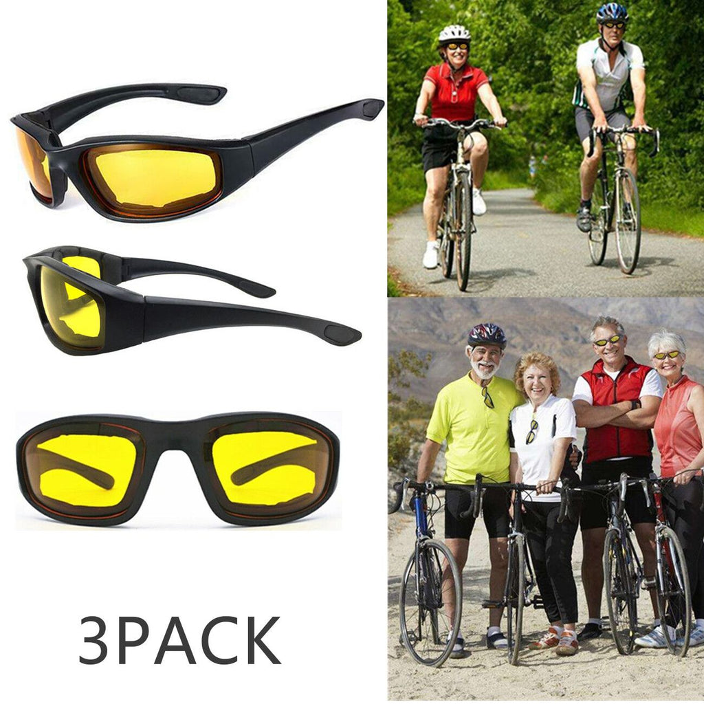 3Pair Motorcycle Riding Glasses Wind Resistant Bike Goggles UV Protection Resistant Padded Comfortable Outdoor Sport Goggles - Cool Brand Designs