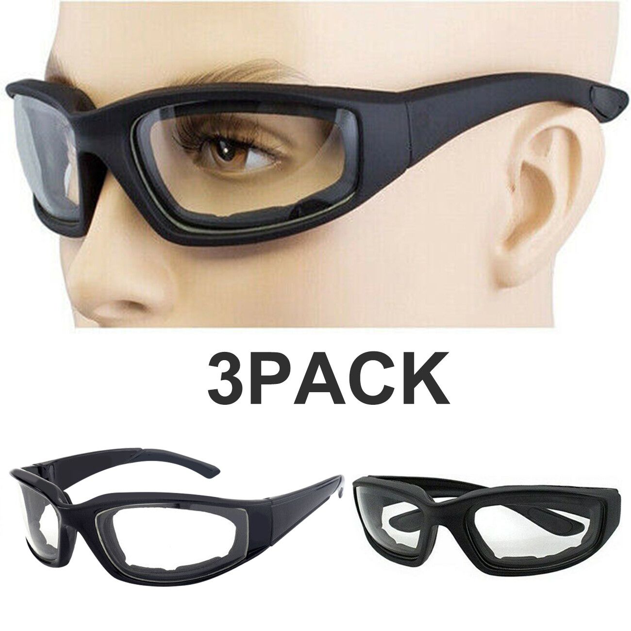 3Pair Motorcycle Riding Glasses Wind Resistant Bike Goggles UV Protection Resistant Padded Comfortable Outdoor Sport Goggles - Cool Brand Designs