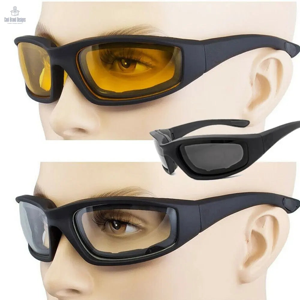 3Pair Motorcycle Riding Glasses Wind Resistant Bike Goggles UV Protection Resistant Padded Comfortable Outdoor Sport Goggles - Cool Brand Designs