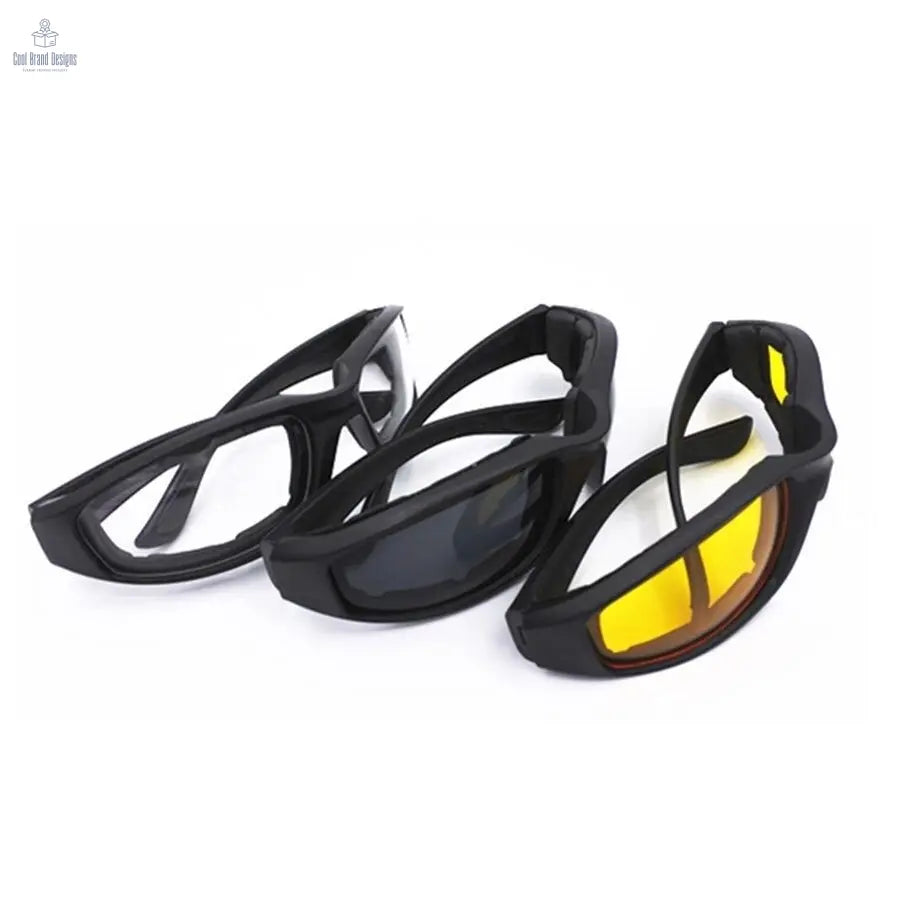 3Pair Motorcycle Riding Glasses Wind Resistant Bike Goggles UV Protection Resistant Padded Comfortable Outdoor Sport Goggles - Cool Brand Designs