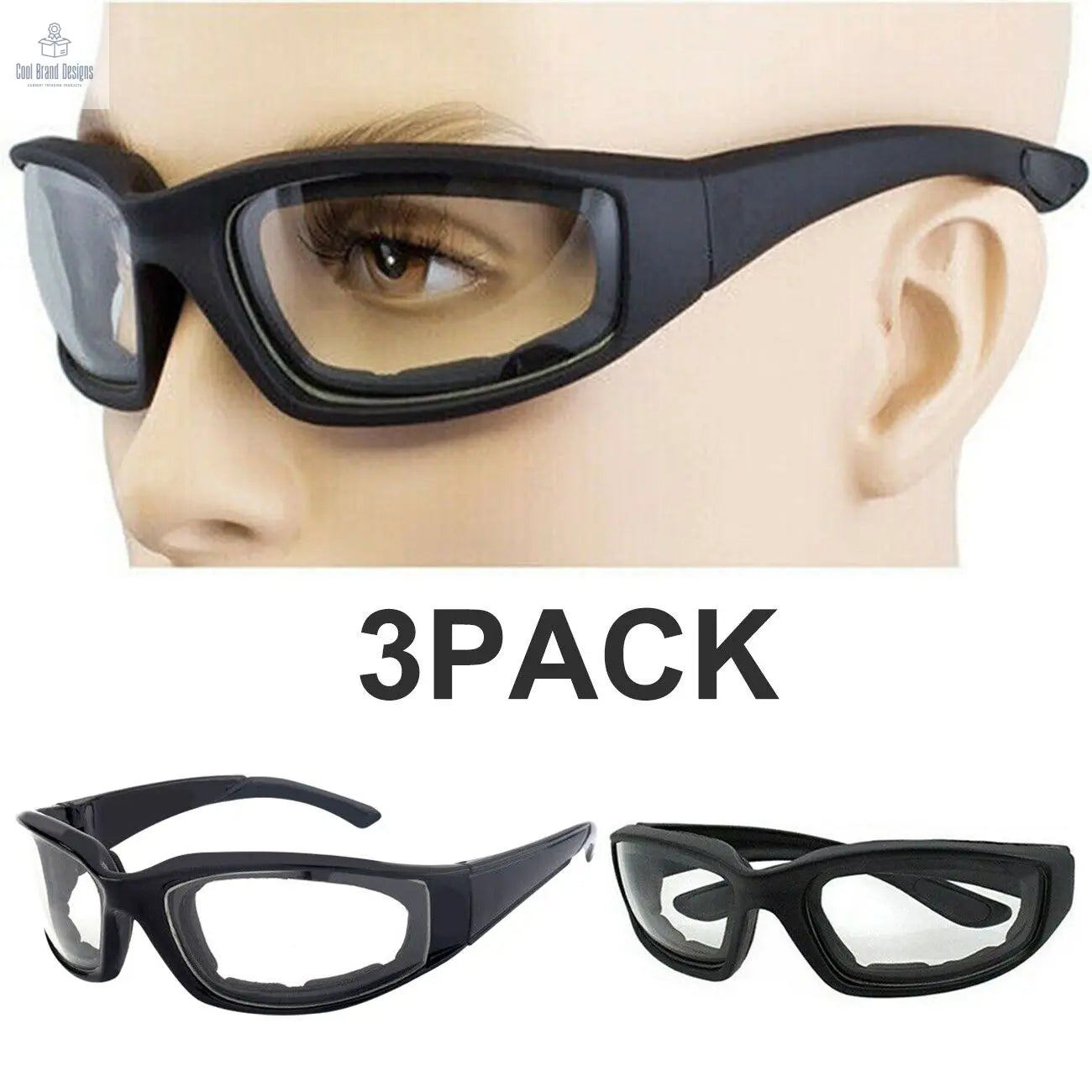 3Pair Motorcycle Riding Glasses Wind Resistant Bike Goggles UV Protection Resistant Padded Comfortable Outdoor Sport Goggles - Cool Brand Designs