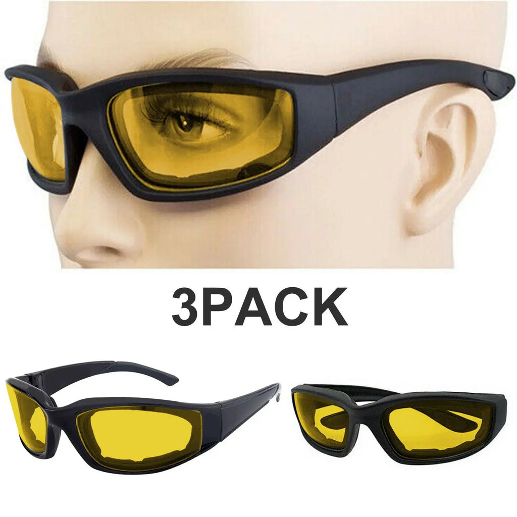 3Pair Motorcycle Riding Glasses Wind Resistant Bike Goggles UV Protection Resistant Padded Comfortable Outdoor Sport Goggles - Cool Brand Designs