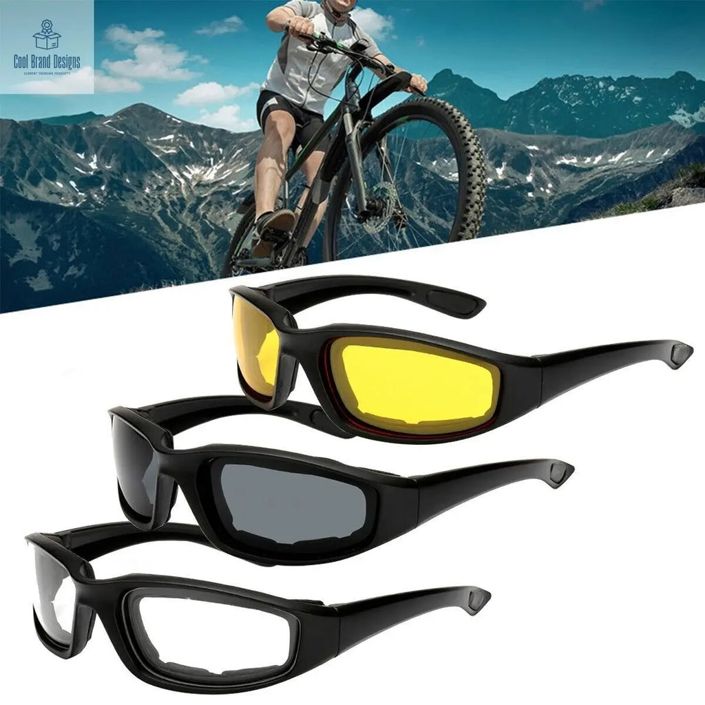 3Pair Motorcycle Riding Glasses Wind Resistant Bike Goggles UV Protection Resistant Padded Comfortable Outdoor Sport Goggles - Cool Brand Designs