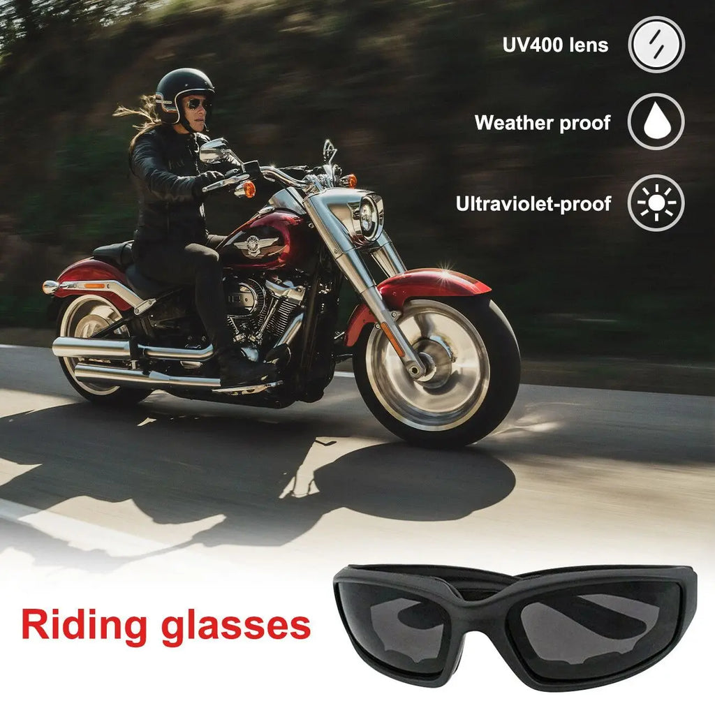 3Pair Motorcycle Riding Glasses Wind Resistant Bike Goggles UV Protection Resistant Padded Comfortable Outdoor Sport Goggles - Cool Brand Designs