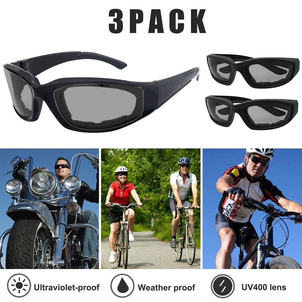 3Pair Motorcycle Riding Glasses Wind Resistant Bike Goggles UV Protection Resistant Padded Comfortable Outdoor Sport Goggles - Cool Brand Designs