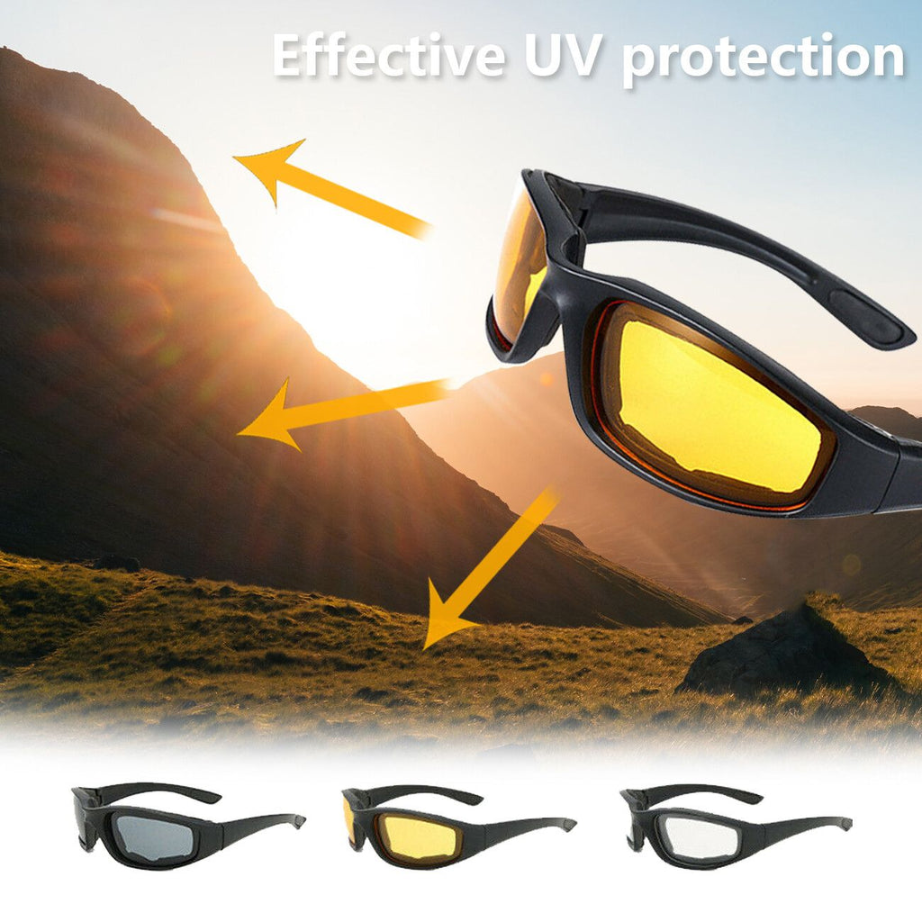 3Pair Motorcycle Riding Glasses Wind Resistant Bike Goggles UV Protection Resistant Padded Comfortable Outdoor Sport Goggles - Cool Brand Designs