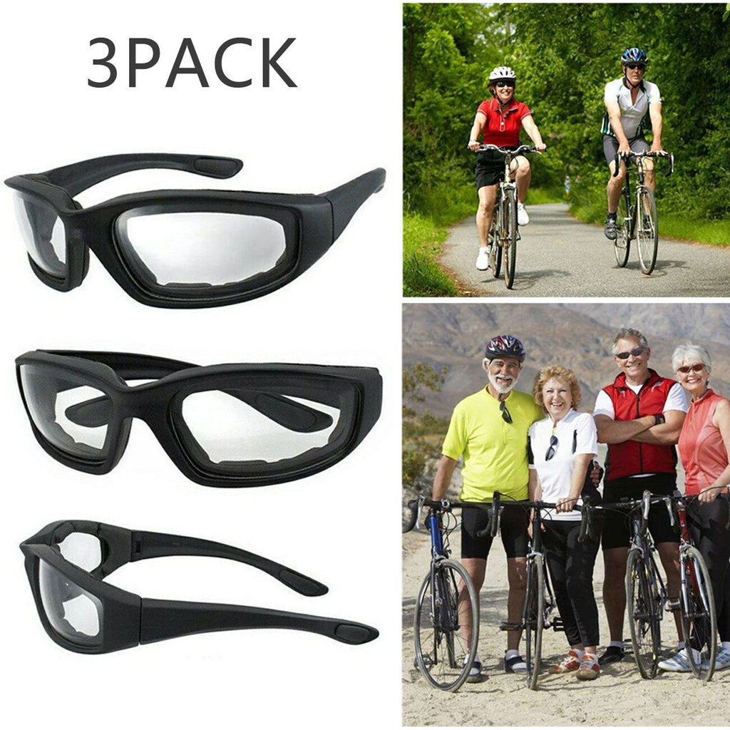 3Pair Motorcycle Riding Glasses Wind Resistant Bike Goggles UV Protection Resistant Padded Comfortable Outdoor Sport Goggles - Cool Brand Designs