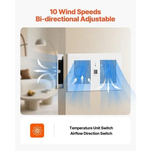 4 - Inch Room to Room Fan, 2 - in - 1 300 CFM Through Wall Fan with Remote Control & Temperature Control, 10 - Speed Ventilation Quiet Vent for Kitchen, Living & Laundry Room, Workshop - Cool Brand Designs